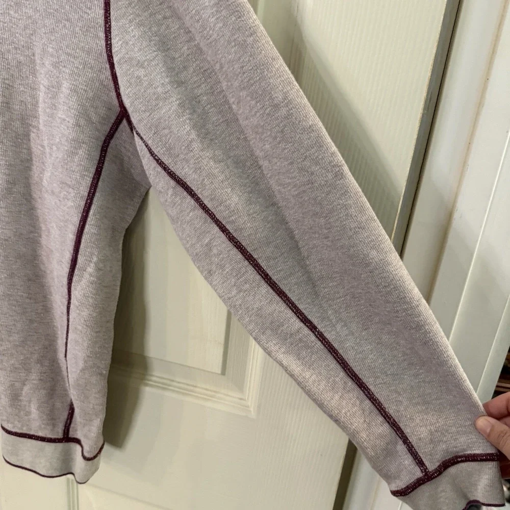 Tommy Bahama Sweater Mens Large Preppy‎ Logo Plum Gray 1/4 Zip Reversible